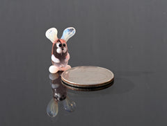 Lampwork Glass Bunny Miniature: Whimsical Purple Rabbit Figurine