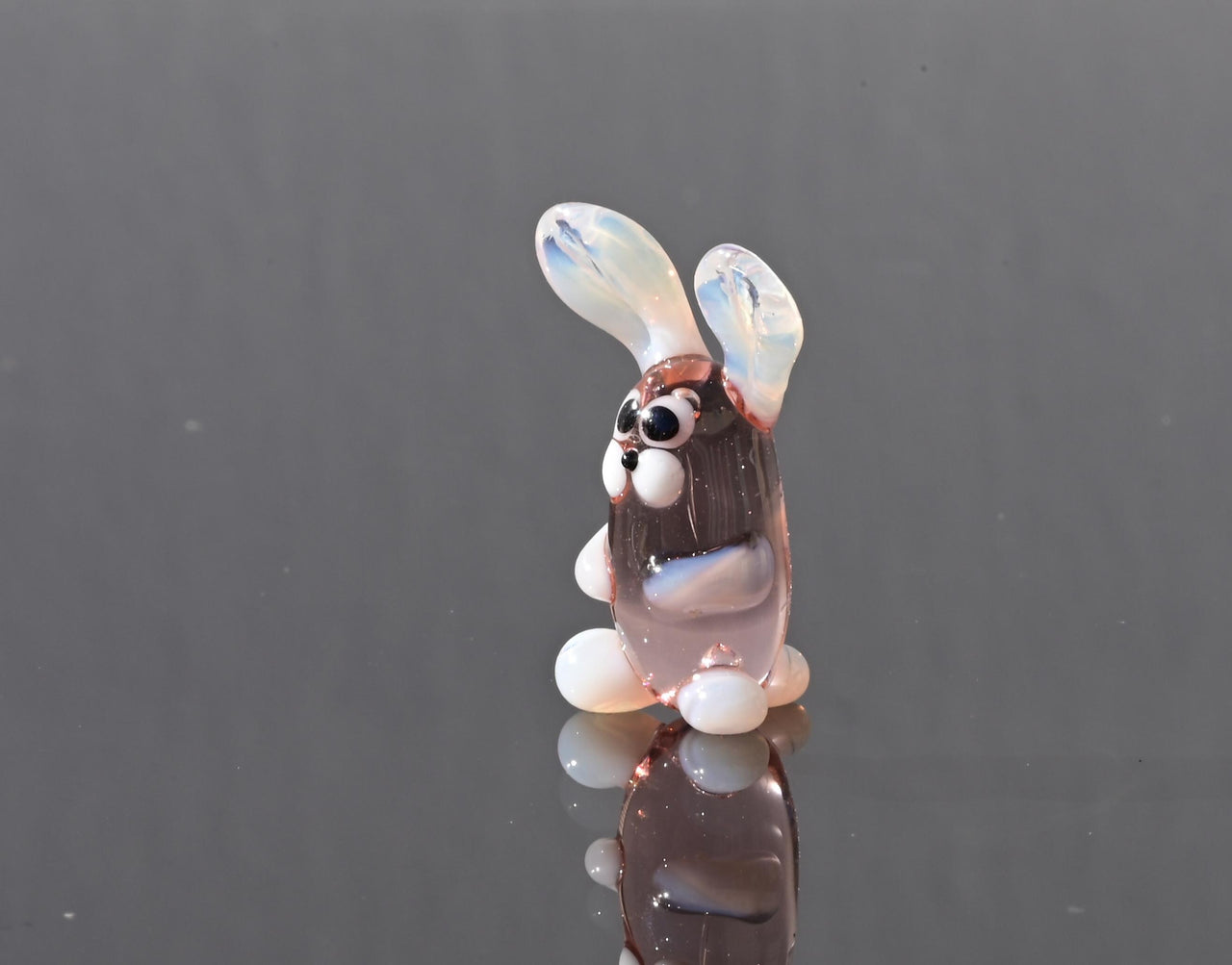 Lampwork Glass Bunny Miniature: Whimsical Purple Rabbit Figurine