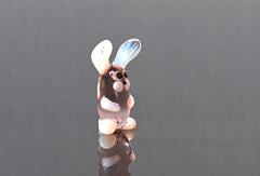 Lampwork Glass Bunny Miniature: Whimsical Purple Rabbit Figurine
