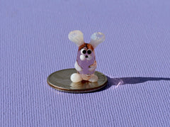 Lampwork Glass Bunny Miniature: Whimsical Purple Rabbit Figurine