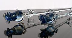 Glass Rose - Glass Flowers Bouquet - Handmade Glass Flowers Rose - Blown Glass Flowers - Blue Glass Rose - Home Decor Christmas Gift for Mom