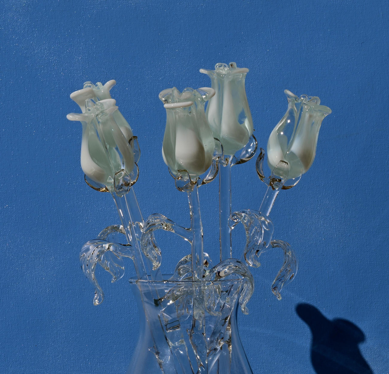 Glass Flower Bouquet - Handmade Glass Flowers Rose - Blown Glass Flowers - White Glass Rose - Mothers Day Gifts for Her