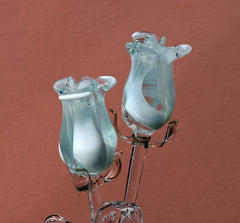Glass Flower Bouquet - Handmade Glass Flowers Rose - Blown Glass Flowers - White Glass Rose - Mothers Day Gifts for Her