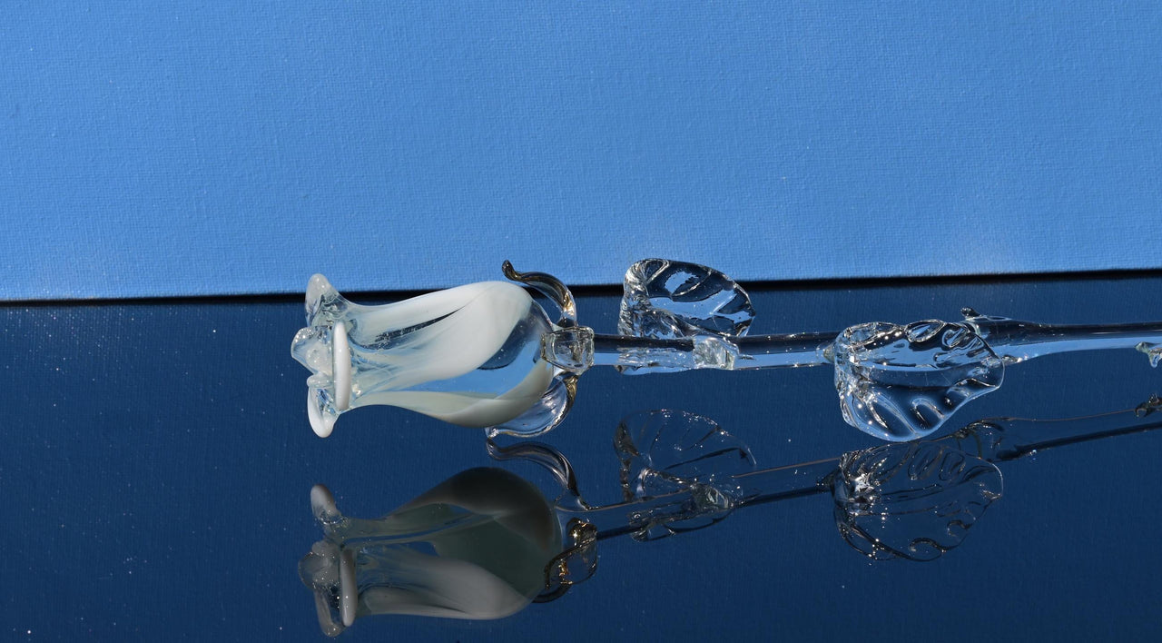 Glass Flower Bouquet - Handmade Glass Flowers Rose - Blown Glass Flowers - White Glass Rose - Christmas Gift for Mom