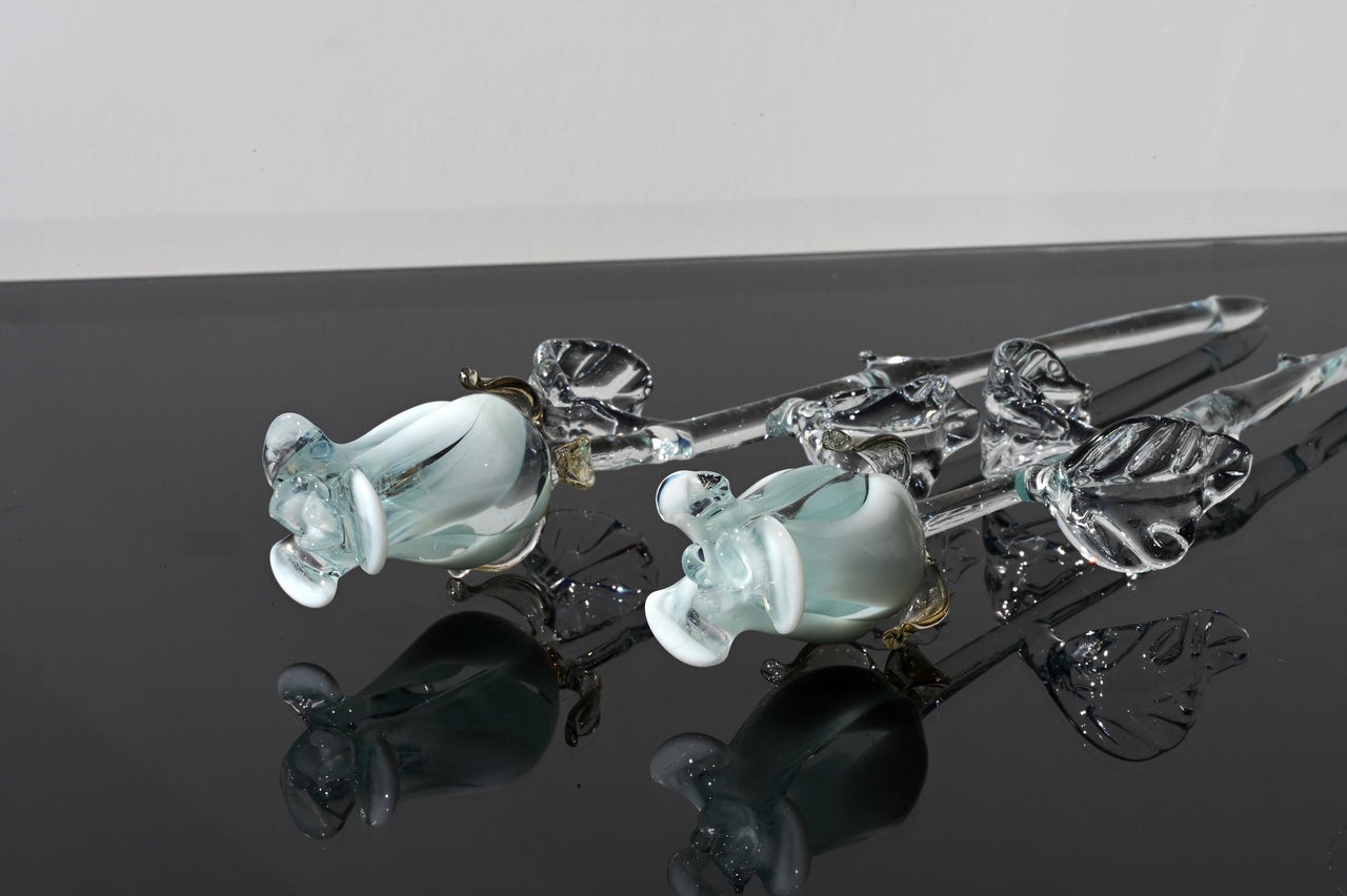 Glass Flower Bouquet - Handmade Glass Flowers Rose - Blown Glass Flowers - White Glass Rose - Christmas Gift for Mom