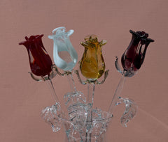 Glass Flowers Bouquet - Handmade Glass Flowers Rose - Blown Glass Flowers - Glass Rose - Christmas Gift for Mom