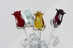 Glass Flowers Bouquet - Handmade Glass Flowers Rose - Blown Glass Flowers - Glass Rose - Christmas Gift for Mom