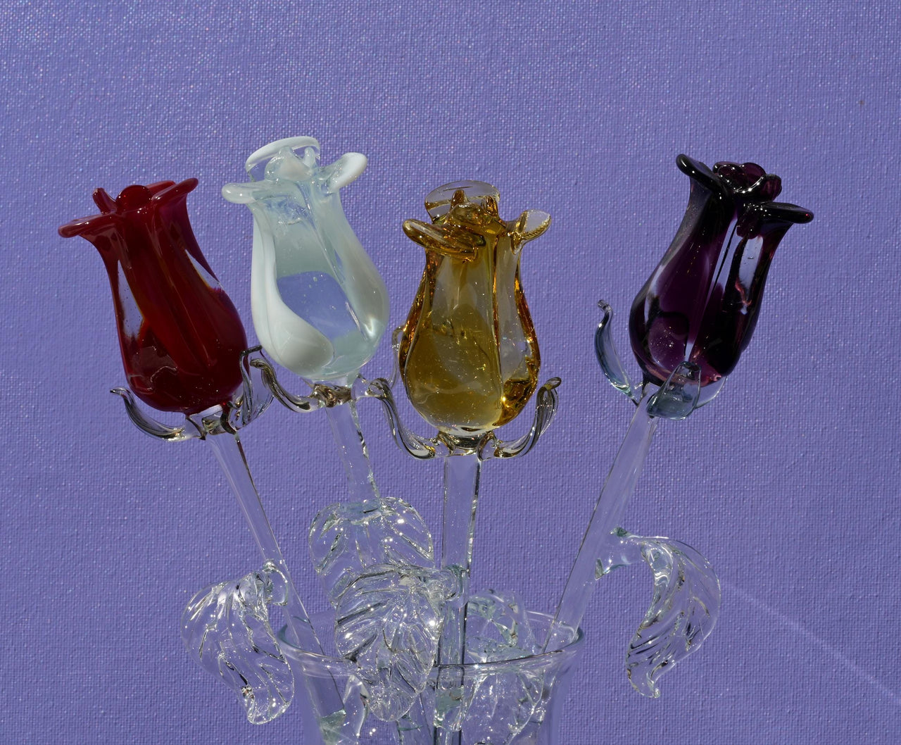 Glass Flowers Bouquet - Handmade Glass Flowers Rose - Blown Glass Flowers - Glass Rose - Christmas Gift for Mom