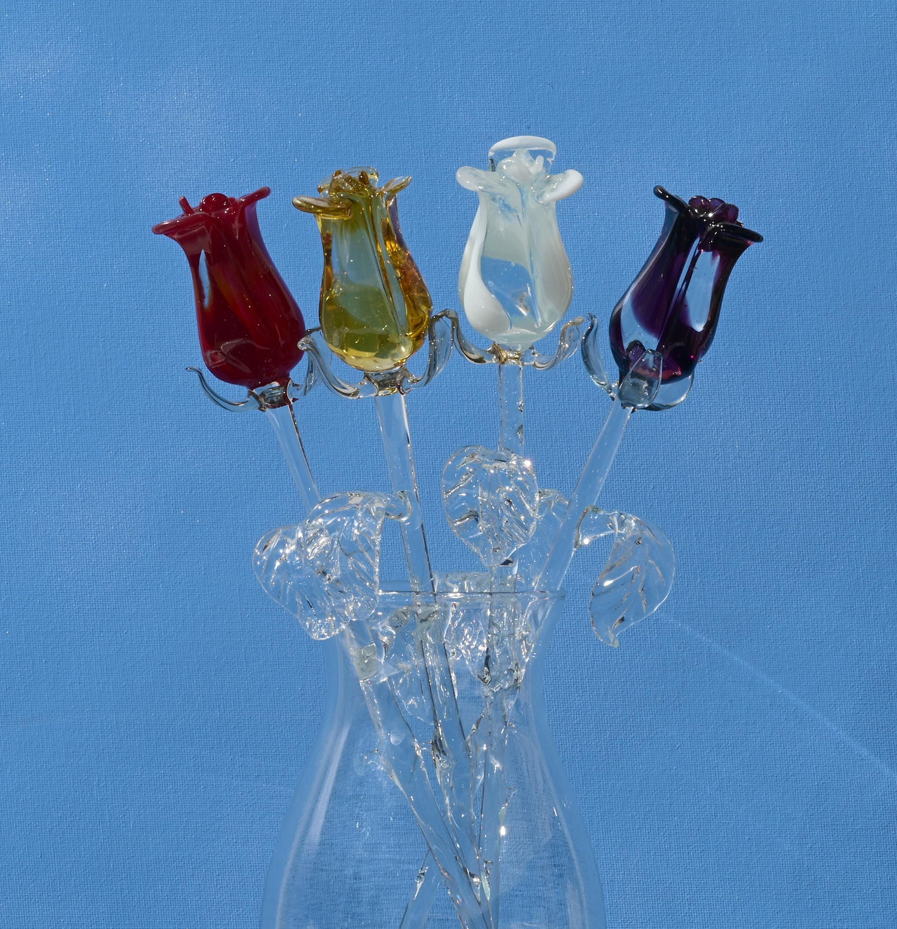 Glass Flowers Bouquet - Handmade Glass Flowers Rose - Blown Glass Flowers - Glass Rose - Christmas Gift for Mom