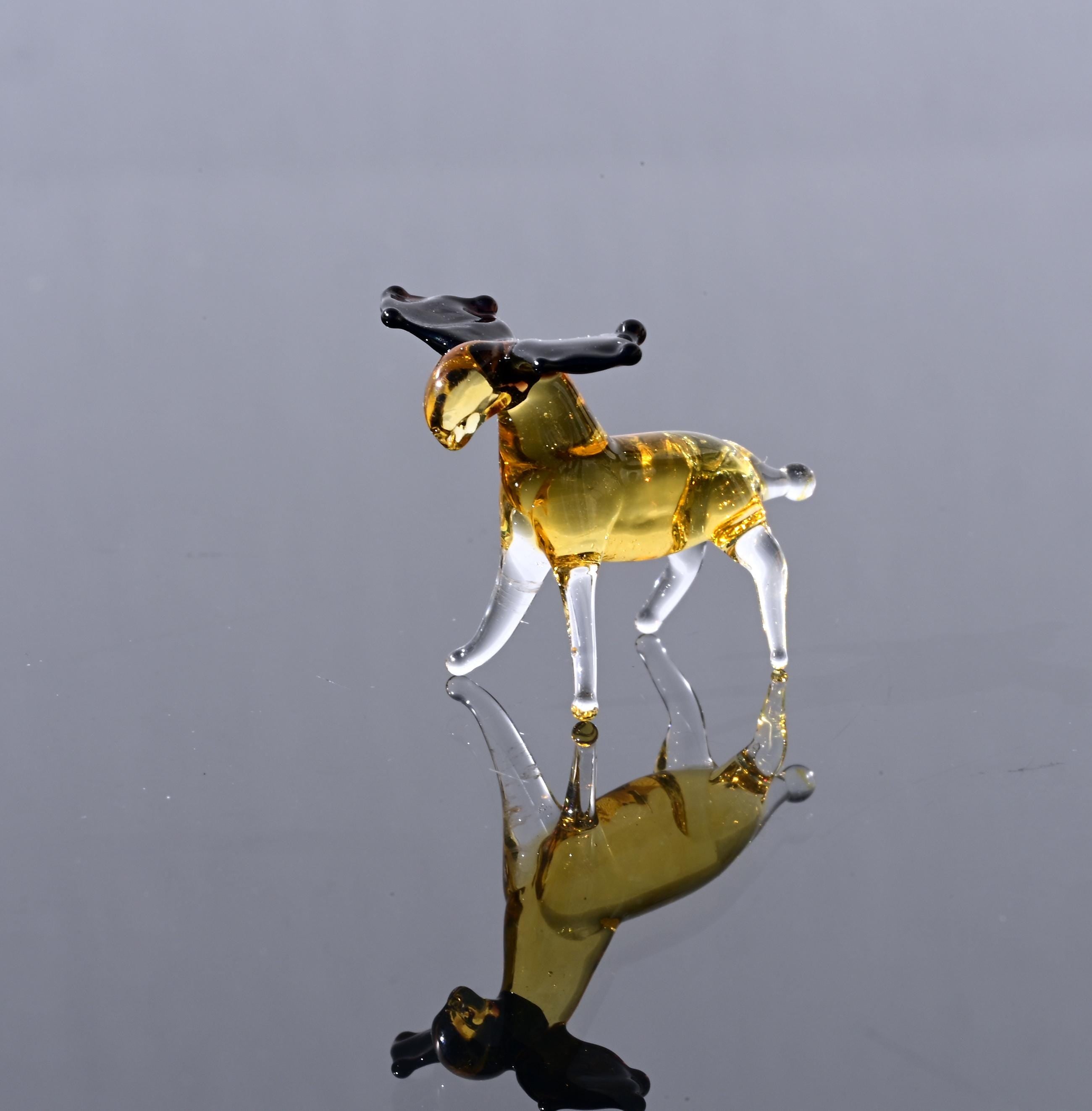 Lampwork Glass Moose Miniature Figurine, Detailed Collectible