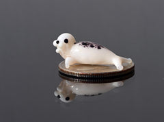 Seal, Tiny Glass Animals, Ocean Art, Sea Animals, Mini Glass Animals, Ocean Decor, Sea Creatures, Glass Figures, White Seal, Spotted Seal