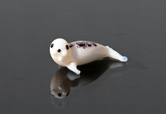 Seal, Tiny Glass Animals, Ocean Art, Sea Animals, Mini Glass Animals, Ocean Decor, Sea Creatures, Glass Figures, White Seal, Spotted Seal