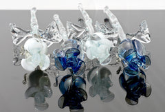 Handmade Blue & White Glass Rose Bouquet: Flame Work Sculpture