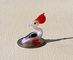 Handmade Glass Pelican Figurine: Whimsical Collectible Sculpture