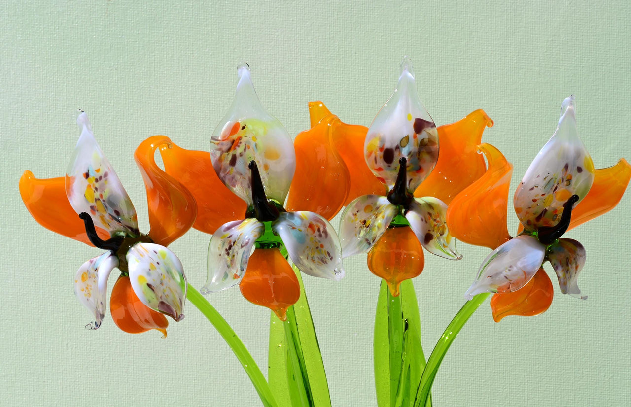 Glass Orchid Flower, Orchid Bouquet, Faux Orchid, Artificial Orchid, Glass Birth Month Flower, Glass Orchid Stem, Forever Flower, Mom Gift