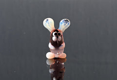 Lampwork Glass Bunny Miniature: Whimsical Purple Rabbit Figurine