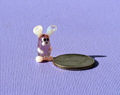 Lampwork Glass Bunny Miniature: Whimsical Purple Rabbit Figurine