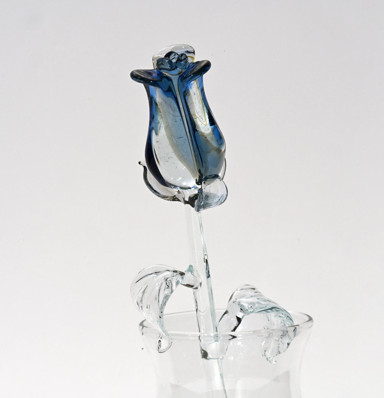 Glass Rose - Glass Flowers Bouquet - Handmade Glass Flowers Rose - Blown Glass Flowers - Blue Glass Rose - Mothers day Gift for Her