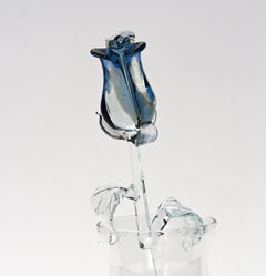 Glass Rose - Glass Flowers Bouquet - Handmade Glass Flowers Rose - Blown Glass Flowers - Blue Glass Rose - Mothers day Gift for Her