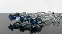 Glass Rose - Glass Flowers Bouquet - Handmade Glass Flowers Rose - Blown Glass Flowers - Blue Glass Rose - Home Decor Christmas Gift for Mom