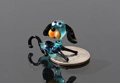 Lampwork Glass Dog Figurine: Tiny Turquoise Miniature