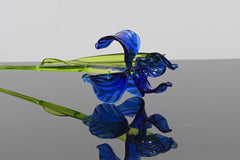 Glass Iris Flower - Hand Blown Glass Iris - Blue Glass Flowers Bouquet - Blown Glass Flowers - Christmas Gift for Mom