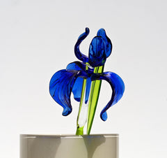 Glass Iris Flower - Hand Blown Glass Iris - Blue Glass Flowers Bouquet - Blown Glass Flowers - Christmas Gift for Mom