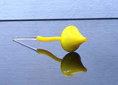 Hand-Blown Yellow Glass Mushroom Decor: Weatherproof Flower Pot Ornament