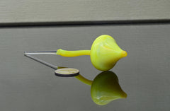 Hand-Blown Yellow Glass Mushroom Decor: Weatherproof Flower Pot Ornament