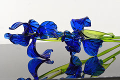 Glass Iris Flower - Hand Blown Glass Iris - Blue Glass Flowers Bouquet - Blown Glass Flowers - Christmas Gift for Mom
