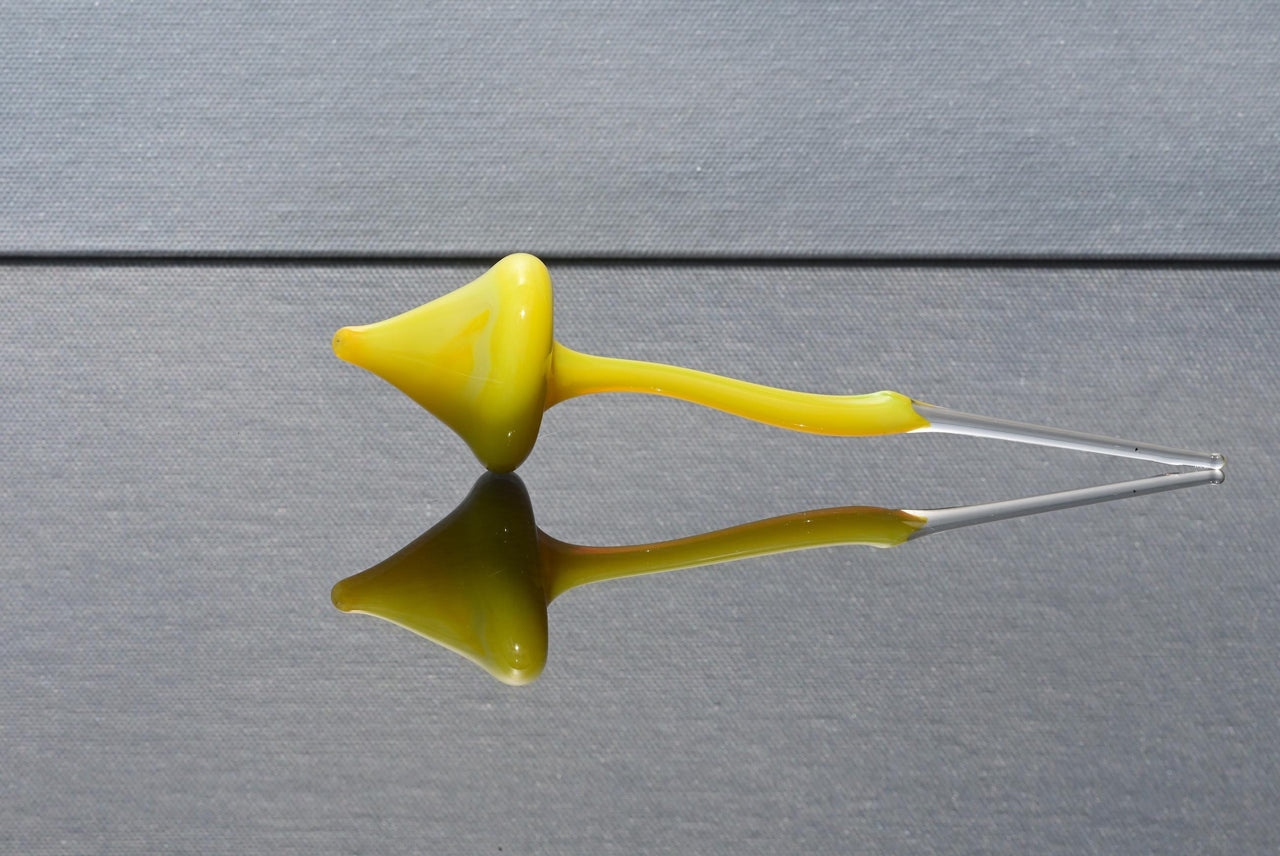 Hand-Blown Yellow Glass Mushroom Decor: Weatherproof Flower Pot Ornament