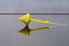 Hand-Blown Yellow Glass Mushroom Decor: Weatherproof Flower Pot Ornament