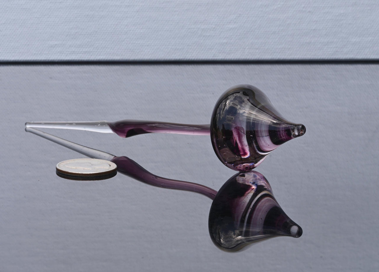 Hand-Blown Purple Glass Mushroom Decor: Weatherproof Flower Pot Ornament