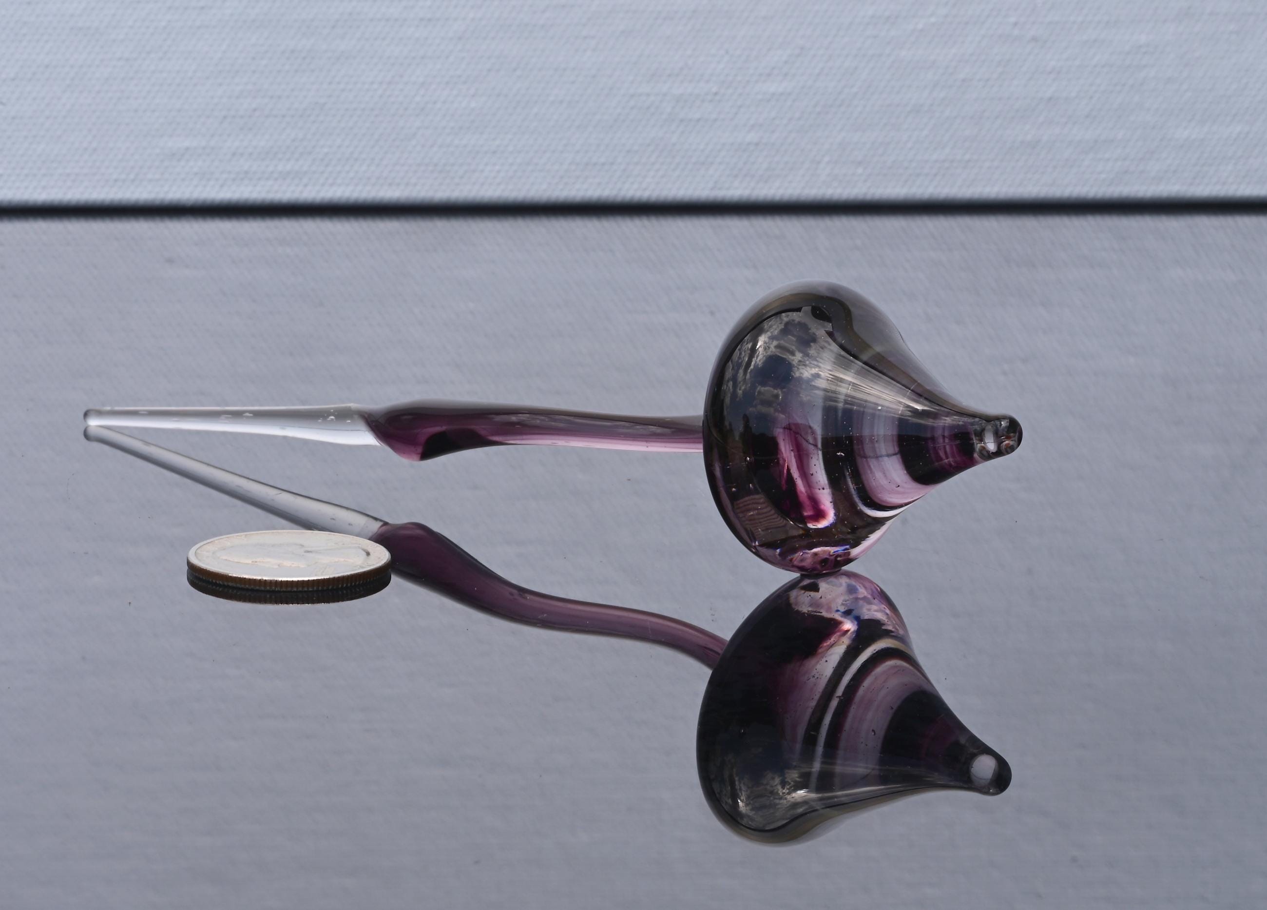 Hand-Blown Purple Glass Mushroom Decor: Weatherproof Flower Pot Ornament