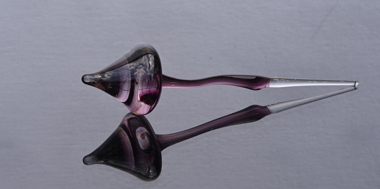 Hand-Blown Purple Glass Mushroom Decor: Weatherproof Flower Pot Ornament