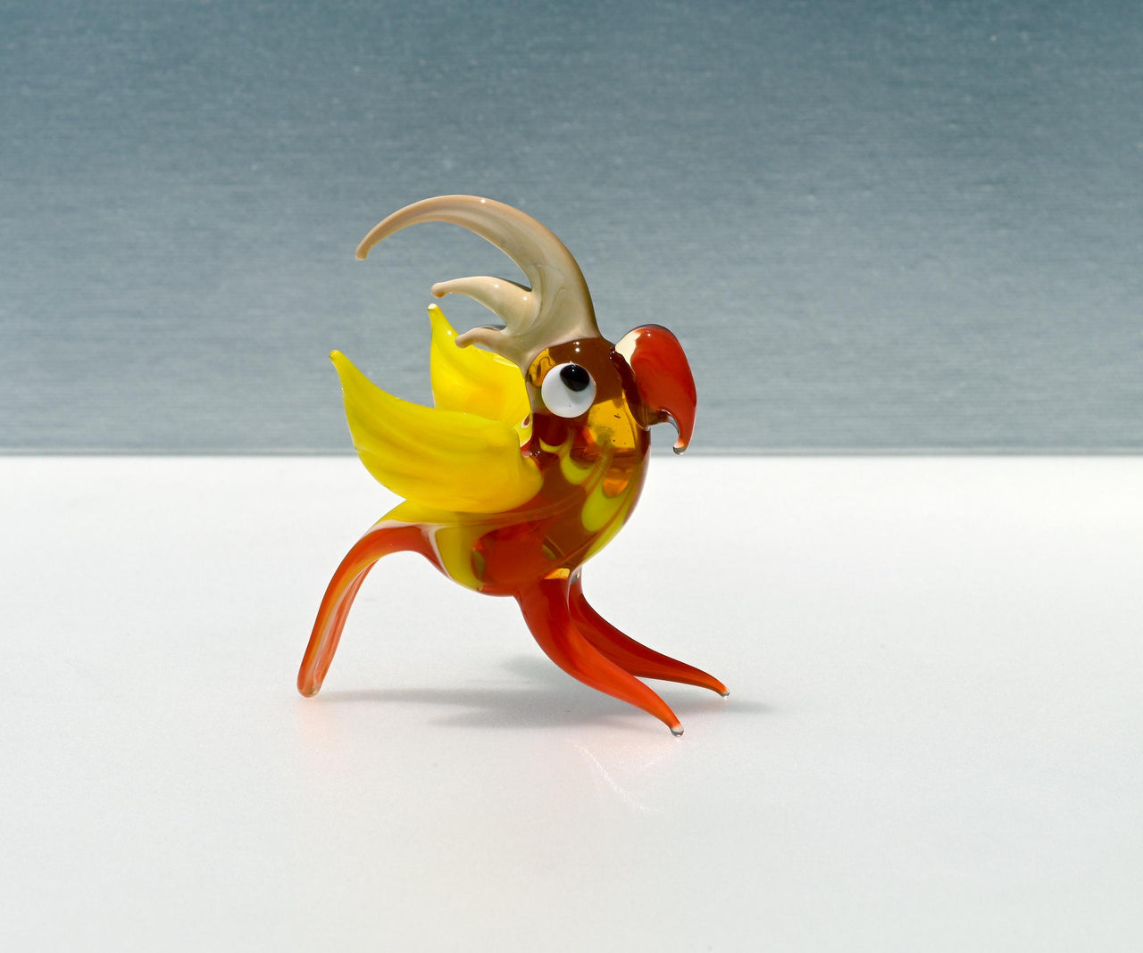 Handmade Glass Parrot Figurine: Whimsical Art Glass Sculpture