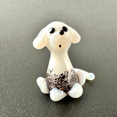 Dog Figurine, 101 Days of School Dalmation, Tiny Glass Animals, Miniature Glass Animals, Spotted Dog, Glass Dog Art Puppy