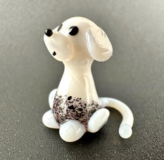 Dog Figurine, 101 Days of School Dalmation, Tiny Glass Animals, Miniature Glass Animals, Spotted Dog, Glass Dog Art Puppy