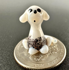 Dog Figurine, 101 Days of School Dalmation, Tiny Glass Animals, Miniature Glass Animals, Spotted Dog, Glass Dog Art Puppy