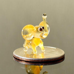 Handmade Glass Elephant | Tiny Good Luck Charm | Golden Desk Friend Gift