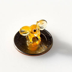 Handmade Glass Elephant | Tiny Good Luck Charm | Golden Desk Friend Gift