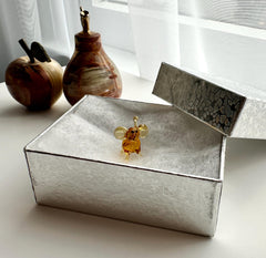 Handmade Glass Elephant | Tiny Good Luck Charm | Golden Desk Friend Gift