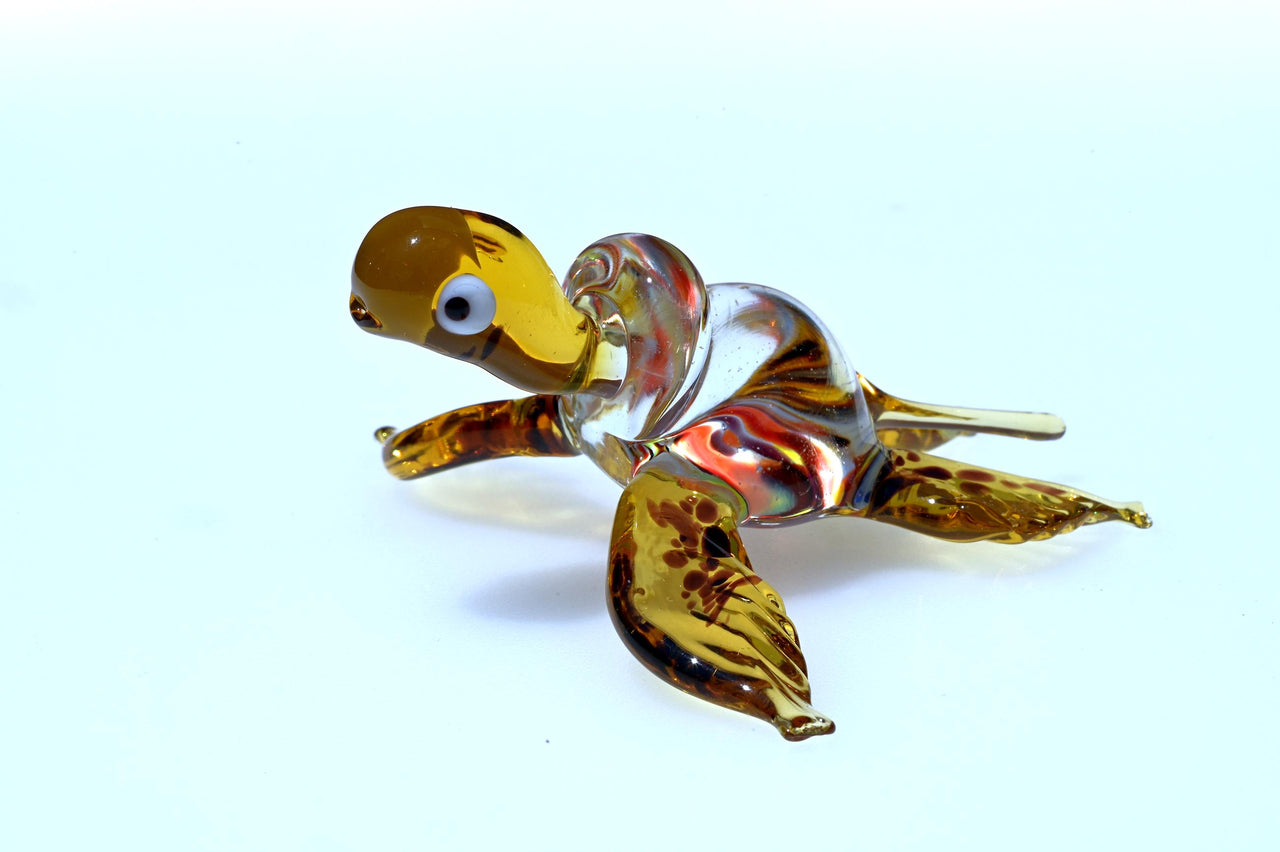 Hand-Blown Multicolor Glass Sea Turtle Figurine: Intricate Detail, 4-Inch