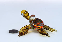 Sea Turtle Gifts, Large Glass Sea Turtle, Coastal Decor, Amber Turtle Figurine, Glass Animals, Ocean Art, Blown Glass Turtle Art Gift