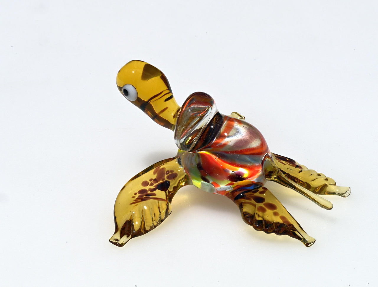 Hand-Blown Multicolor Glass Sea Turtle Figurine: Intricate Detail, 4-Inch