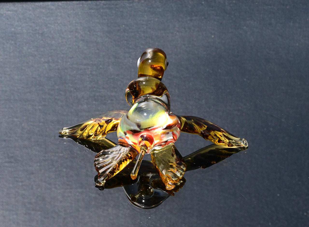 Hand-Blown Multicolor Glass Sea Turtle Figurine: Intricate Detail, 4-Inch