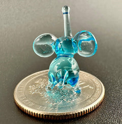 Tiny Blue Glass Elephant Figurine – Handmade Blown Glass Mini Animal Sculpture, Cute Desk Decor Gift, Mothers Day Gifts