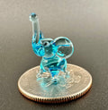 Handmade Glass Elephant | Tiny Blue Good Luck Charm | Ocean Desk Pal Gift