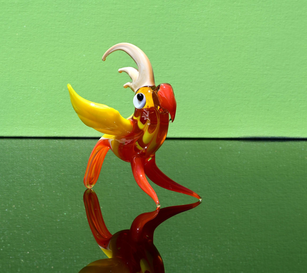 Orange Bird, Parrot Figurine, Gift for Bird Lovers, Glass Bird Sculpture, Hand Blown Glass Bird, Mothers Day Gifts, Parrot Statue Decor Art