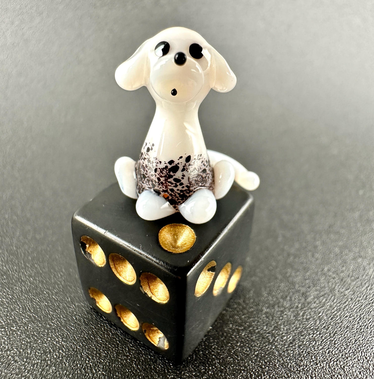Dog Figurine, 101 Days of School Dalmation, Tiny Glass Animals, Miniature Glass Animals, Spotted Dog, Glass Dog Art Puppy